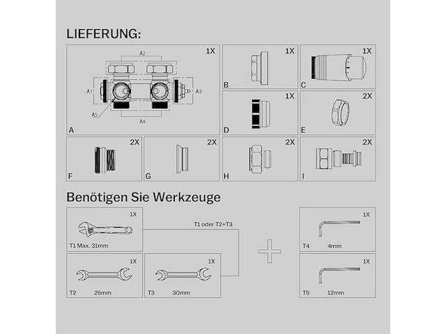 Multiblock thermostaat hoek- en doorlaatvormset aftapblok voor radiatoren - afbeelding 4 van  6
