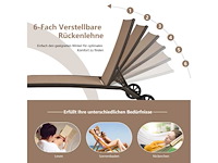 Multifunctionele buitenligstoel met verstelbare rugleuning en wielen (x2) - afbeelding 2 van  7