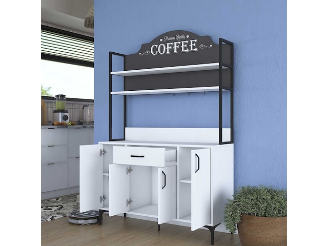 Multifunctionele kast je130 - 100% melamine - wit - afbeelding 3 van  7