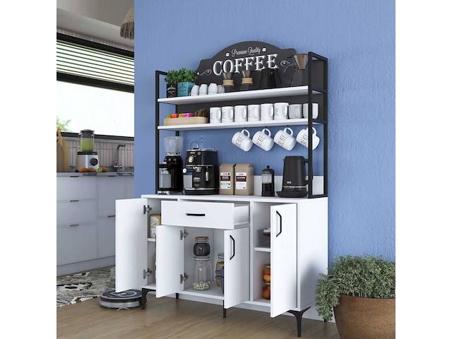 Multifunctionele kast je130 - 100% melamine - wit - afbeelding 5 van  7