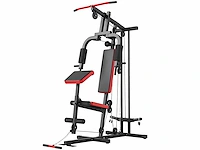 Multifunctionele multi-disc multi-gym met uitneembare bank, 136x107x205cm, zwart en rood - afbeelding 2 van  6