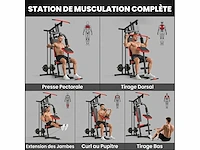 Multifunctionele multi-disc multi-gym met uitneembare bank, 136x107x205cm, zwart en rood - afbeelding 5 van  6