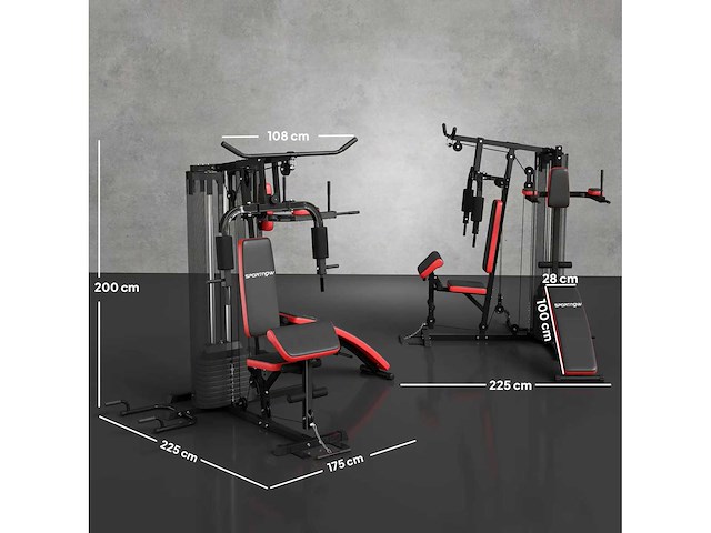 Multifunctionele verstelbare fitnessbank 10 tegengewichten 65 kg met beschermend net - afbeelding 4 van  8