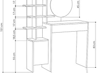 Mup make-uptafel | 100% melamine | wit, eiken - afbeelding 4 van  4