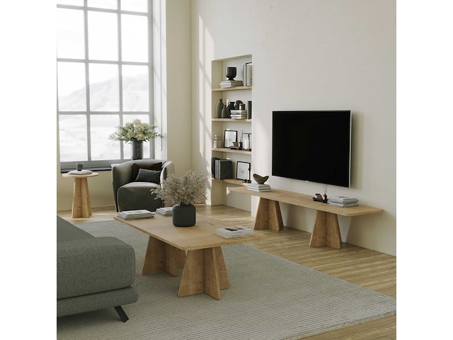 Mushroom 2 salontafel | 100% melamine | saffier eiken - afbeelding 4 van  6