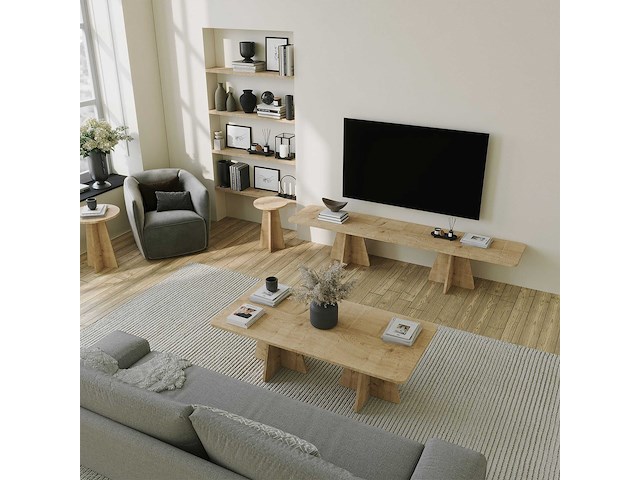 Mushroom tv-meubel | 100% melamine | saffier eiken - afbeelding 5 van  7