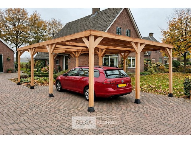 Muur carport/overkapping dubbel-hoog, afm b610xd600xh285cm - afbeelding 1 van  3