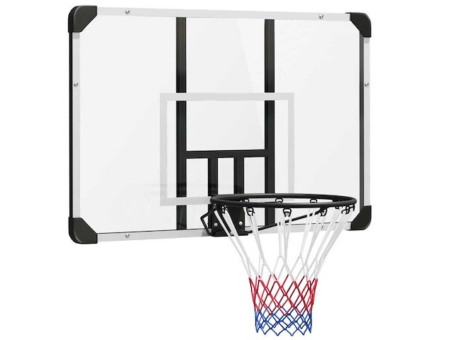 Muurgemonteerde basketbalring met all-weather netmand voor binnen- en buitengebruik 113x61x73cm wit - afbeelding 2 van  5