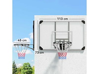 Muurgemonteerde basketbalring met all-weather netmand voor binnen- en buitengebruik 113x61x73cm wit - afbeelding 3 van  5