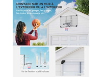 Muurgemonteerde basketbalring met all-weather netmand voor binnen- en buitengebruik 113x61x73cm wit - afbeelding 4 van  5
