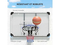 Muurgemonteerde basketbalring met all-weather netmand voor binnen- en buitengebruik 113x61x73cm wit - afbeelding 5 van  5