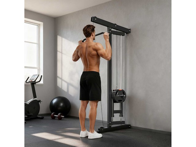 Muurgemonteerde multigym-machine, pull-up station, hoge en lage katrol, 2 katrollen, stalen - afbeelding 2 van  8