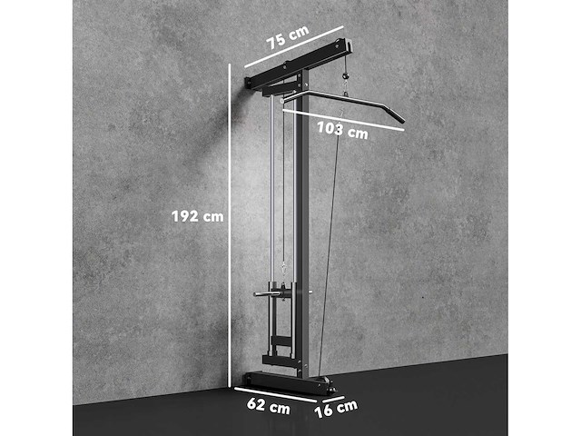 Muurgemonteerde multigym-machine, pull-up station, hoge en lage katrol, 2 katrollen, stalen - afbeelding 4 van  8