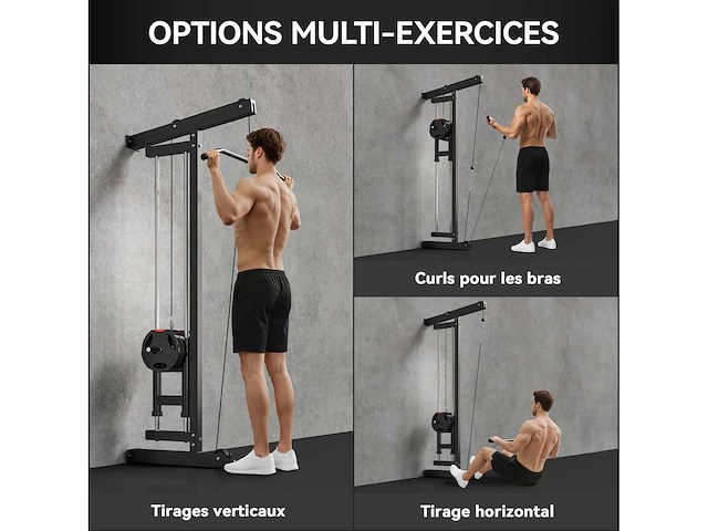 Muurgemonteerde multigym-machine, pull-up station, hoge en lage katrol, 2 katrollen, stalen - afbeelding 5 van  7