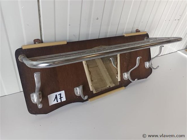 Muurkapstok met spiegel - afbeelding 1 van  4