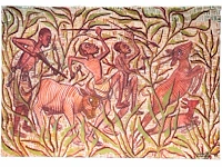 Mwenze kibwanga (1925-1999), untitled (the hunters), 1993, oil on canvas 80 x 115 cm. (31 1/2 x 45.28 in.) - afbeelding 2 van  6