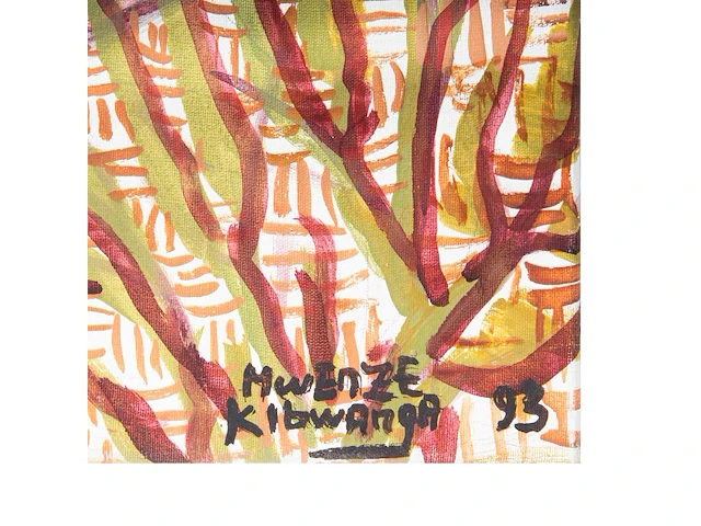 Mwenze kibwanga (1925-1999), untitled (the hunters), 1993, oil on canvas 80 x 115 cm. (31 1/2 x 45.28 in.) - afbeelding 4 van  6