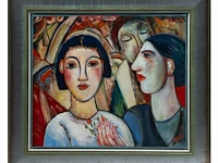 Myer lacome (1927-2011), 'la fille et le clown', 2004, oil on canvas 50 x 60 cm. (19.67 x 23.62 in.), frame: 81.5 x 91.5 cm. (32.09 x 36.02 in.) - afbeelding 2 van  8