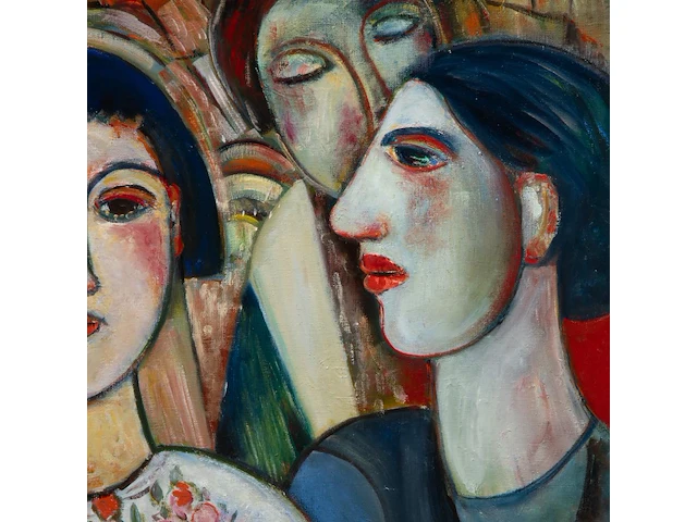 Myer lacome (1927-2011), 'la fille et le clown', 2004, oil on canvas 50 x 60 cm. (19.67 x 23.62 in.), frame: 81.5 x 91.5 cm. (32.09 x 36.02 in.) - afbeelding 7 van  8