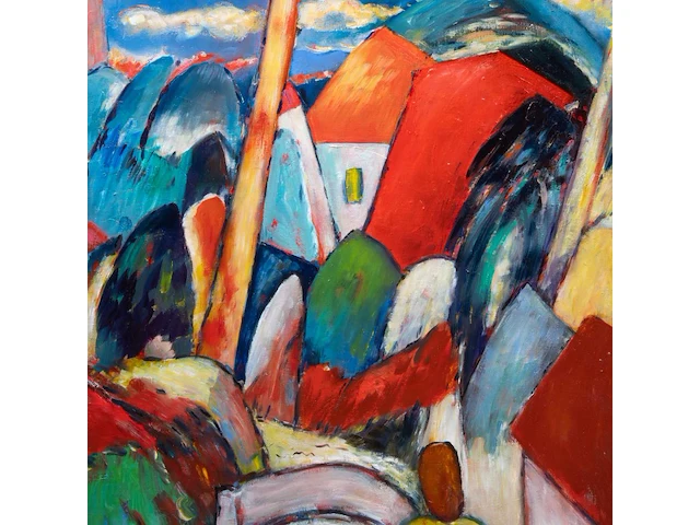Myer lacome (1927-2011), 'mon village', 2004, oil on canvas 80 x 70 cm. (31 1/2 x 27.55 in.), frame: 101.5 x 91.5 cm. (39.96 x 36.02 in.) - afbeelding 6 van  6