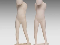 Myriam eyckens (1938), two nude figures looking at the ground, 1970, plaster, n° 1/3, 38.5 cm. (15.16 in.)