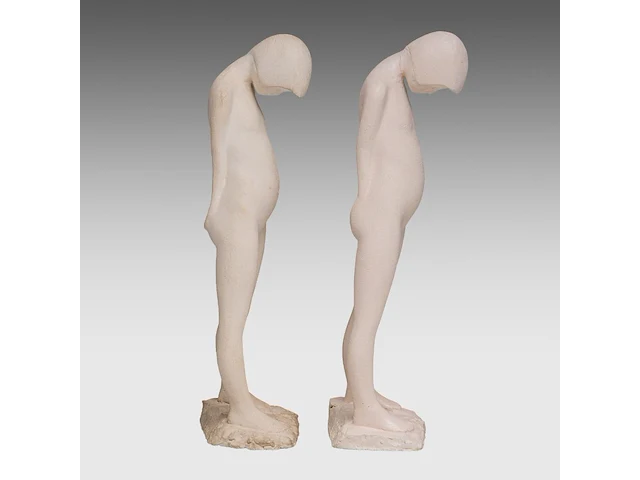 Myriam eyckens (1938), two nude figures looking at the ground, 1970, plaster, n° 1/3, 38.5 cm. (15.16 in.) - afbeelding 5 van  8
