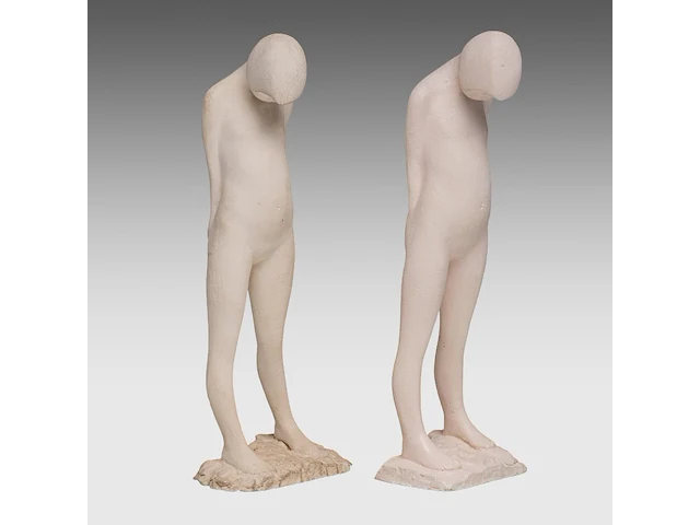 Myriam eyckens (1938), two nude figures looking at the ground, 1970, plaster, n° 1/3, 38.5 cm. (15.16 in.) - afbeelding 6 van  8