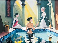 (naar) david hockney - bathers - kleurenprint op canvas - afbeelding 1 van  7