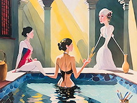 (naar) david hockney - bathers - kleurenprint op canvas - afbeelding 2 van  7