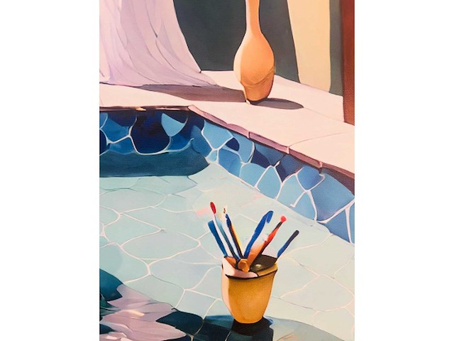 (naar) david hockney - bathers - kleurenprint op canvas - afbeelding 4 van  7