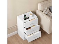 Nachtkastje met ingebouwde fitting, set van 2, 3 lades, wit - afbeelding 1 van  5