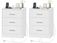 Nachtkastje met ingebouwde fitting, set van 2, 3 lades, wit - afbeelding 2 van  5