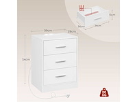 Nachtkastje met ingebouwde fitting, set van 2, 3 lades, wit - afbeelding 3 van  5