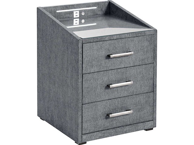 Nachtkastje met led-verlichting en usb-poort en usb-c-poort (x2) - afbeelding 2 van  10