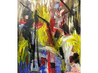 Nahum suwarsita - just walking - gemengde techniek op doek - 70x60 cm - afbeelding 1 van  4