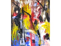 Nahum suwarsita - just walking - gemengde techniek op doek - 70x60 cm - afbeelding 1 van  10