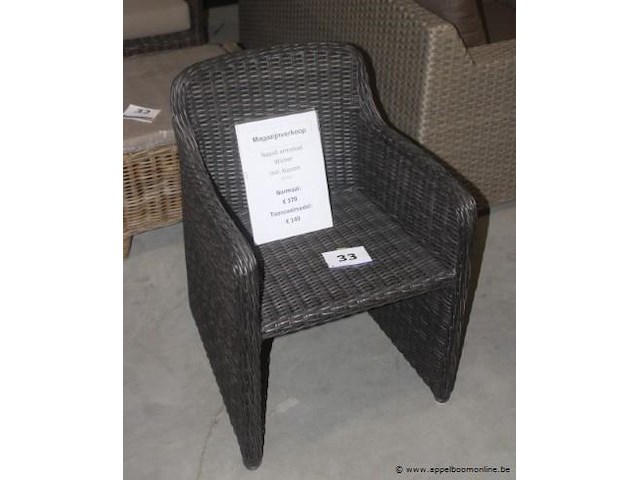 Napoli armstoel inclusief zitkussen / 'uitvoering: wicker hm6mm donkergrijs + kussen grijs - afbeelding 1 van  1