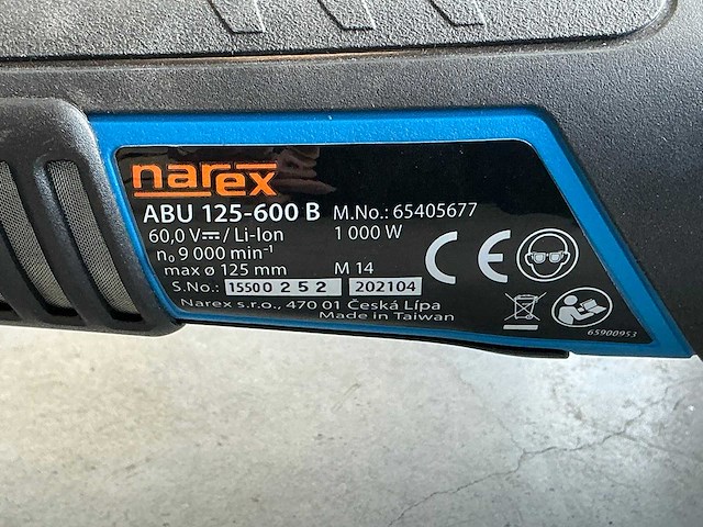 Narex abu125-610b accu haakse slijpmachine - afbeelding 3 van  5