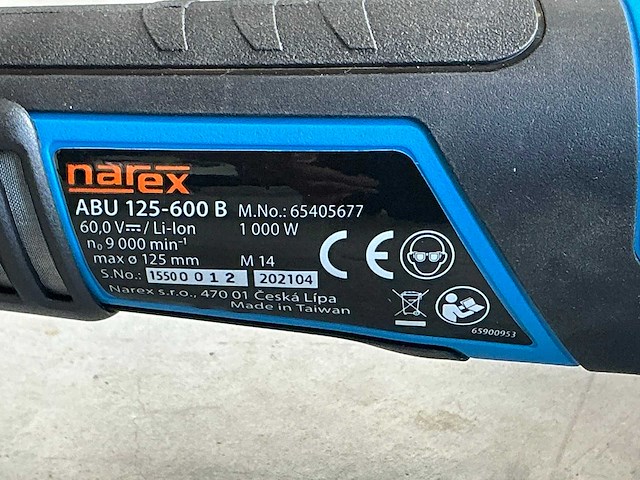 Narex abu125-620b accu haakse slijpmachine - afbeelding 3 van  5