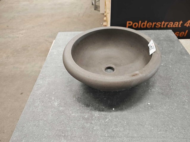 Natuursteen basalt antraciet waskom 40,6x15 cm - afbeelding 2 van  6