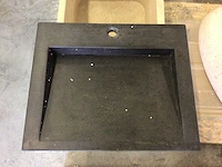 Natuursteen basalt wastafel 55x45x10 cm - afbeelding 3 van  6