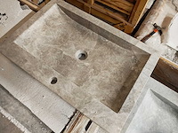 Natuursteen beige marmer wastafel 70x46x10 cm - afbeelding 4 van  5