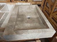 Natuursteen beige marmer wastafel 70x46x10 cm - afbeelding 2 van  3