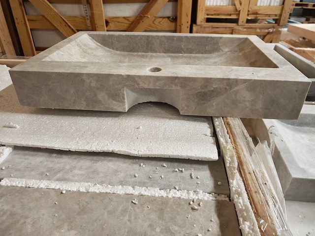 Natuursteen beige marmer wastafel 70x46x10 cm - afbeelding 3 van  3