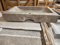 Natuursteen beige marmer wastafel 70x46x10 cm - afbeelding 3 van  3