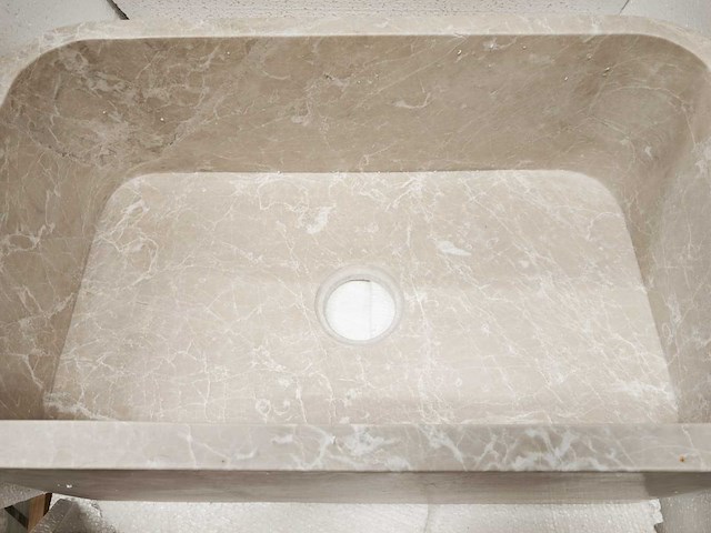 Natuursteen beige marmer wastafel 76x46x26 cm - afbeelding 6 van  6