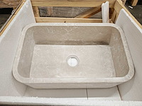 Natuursteen beige marmer wastafel 76x46x26 cm - afbeelding 1 van  6