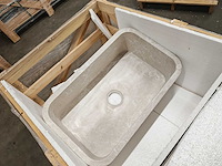 Natuursteen beige marmer wastafel 76x46x26 cm - afbeelding 4 van  6