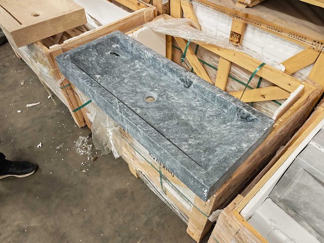 Natuursteen black marmer wastafel 100x40x10 cm - afbeelding 2 van  4