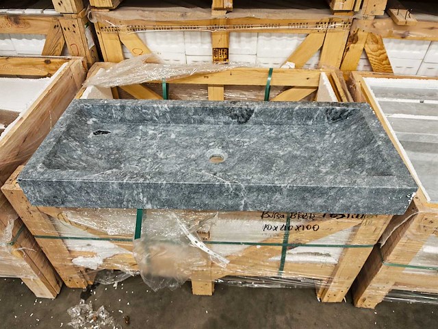 Natuursteen black marmer wastafel 100x40x10 cm - afbeelding 1 van  6